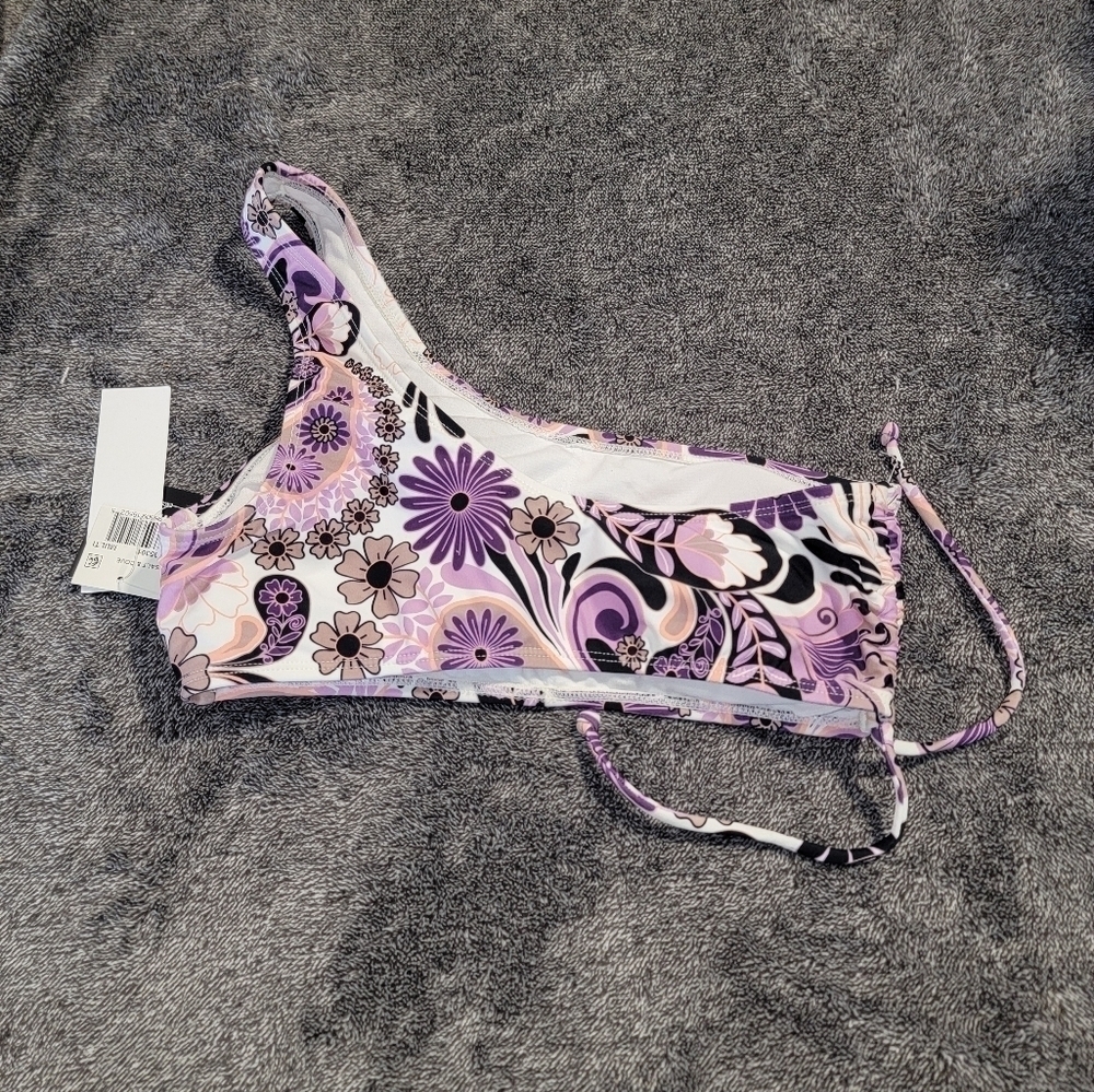 NWT Salt + Cove Juniors Floral Paisley One Shoulder Bikini Top